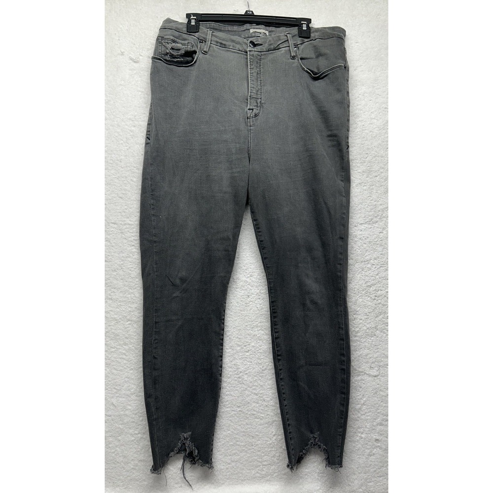 Good American Womens Size 18 Gray Distressed Cuffs Skinny Jeans (T4)